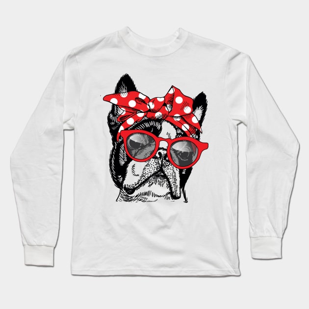 Boston Terrier Mom Sunglasses Long Sleeve T-Shirt by snnt